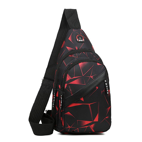 Herr Bärbar Casual En Axelsport Sling Väska Multi Zip Ficka (Röd)