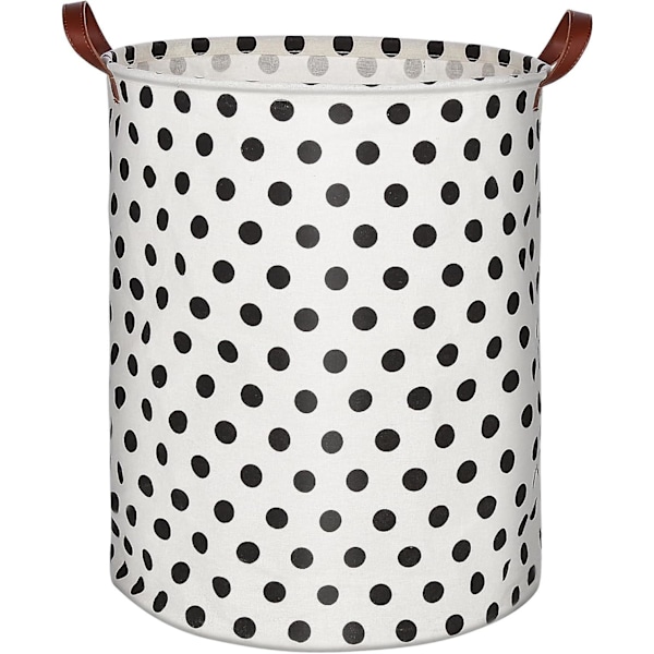 Dww-Hopfällbar tvättkorg med handtag - Svart prick 40x50cm, Stor förvaringskorg 63L, Vattentät tyg tvättkorg för barn, Organisera sovrum