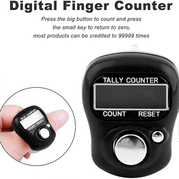 Elektronisk Fingerräknare, 5-siffrig LCD Elektronisk Digital Display Finger Hand Tally Counter Räkning för Golf, Varoräkning, Varv & Stickning