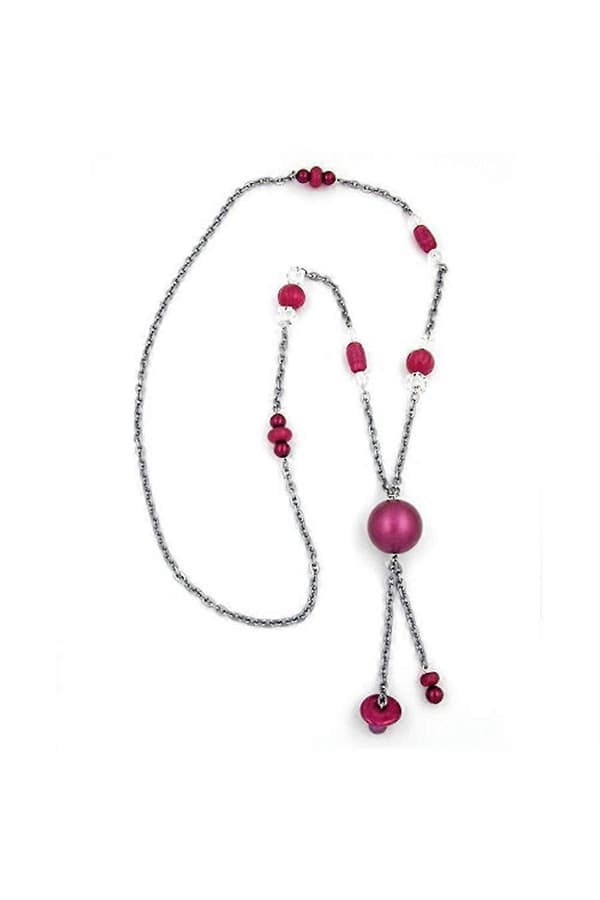 Halsband Rosa-grå Pärlor 95cm - Gl01987