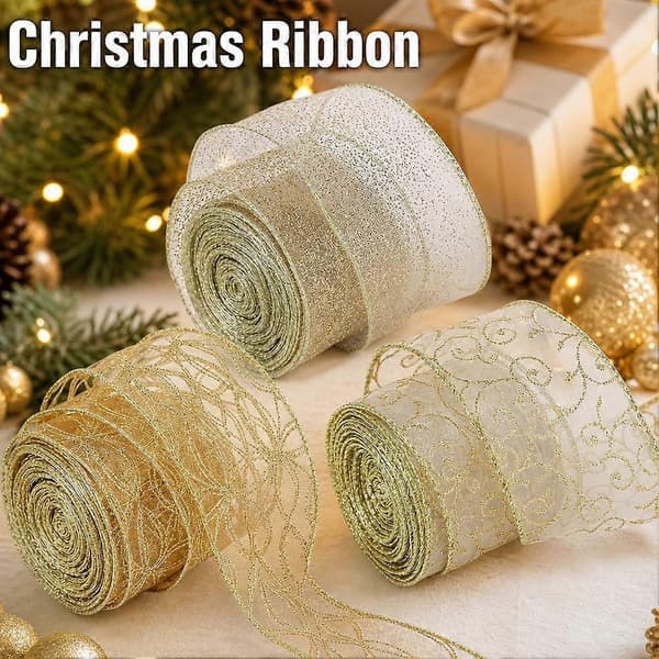 Julband i satin 200 cm för presentinslagning dekor guld polyester robust S
