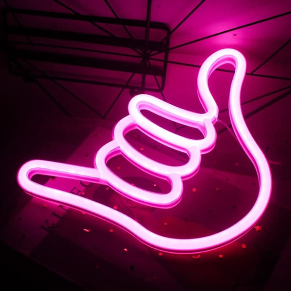 Finger Neonskylt Lyckogest Rosa Neon Neonskylt Handformade Neonljus För Sovrum Bar