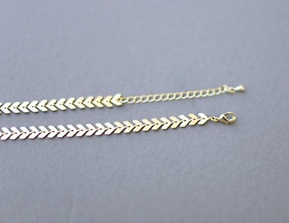 Dww-2pc Trendy Delicate Chevron Choker Halskæde - Guld Kæde - Boheme Smykker til Kvinder og Piger