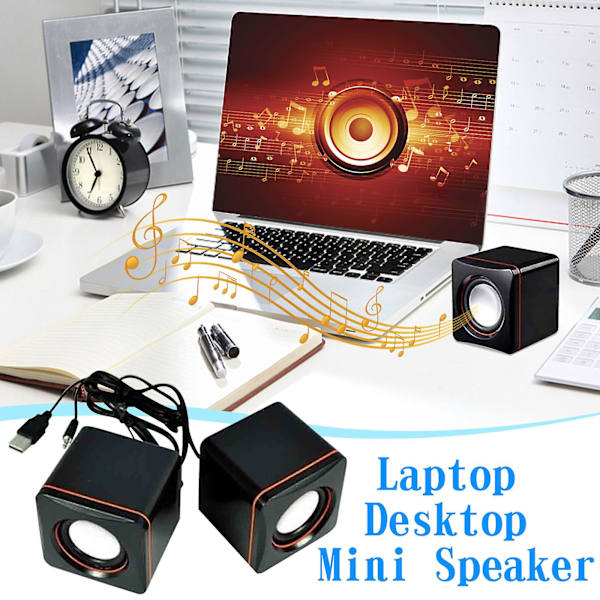 Datamaskin-høyttalere Bærbar liten høyttaler Hjem Desktop Notebook Mini Multimedia Usb Kablet lydavklaring (Svart)