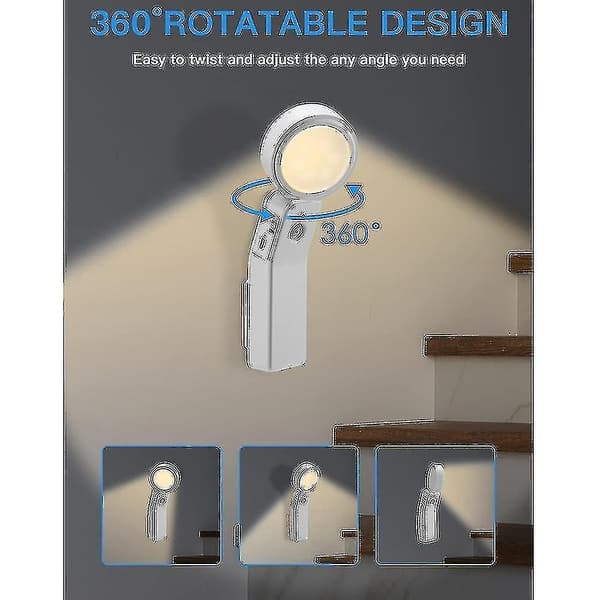 Led natlys med bevægelsessensor, Usb natlys (6 Leds)（Hvidt lys）