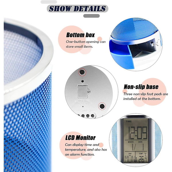 Multifunksjonell pennholder, LCD-skrivebordsdisplay, klokke og nettverk, pennholder, kalender