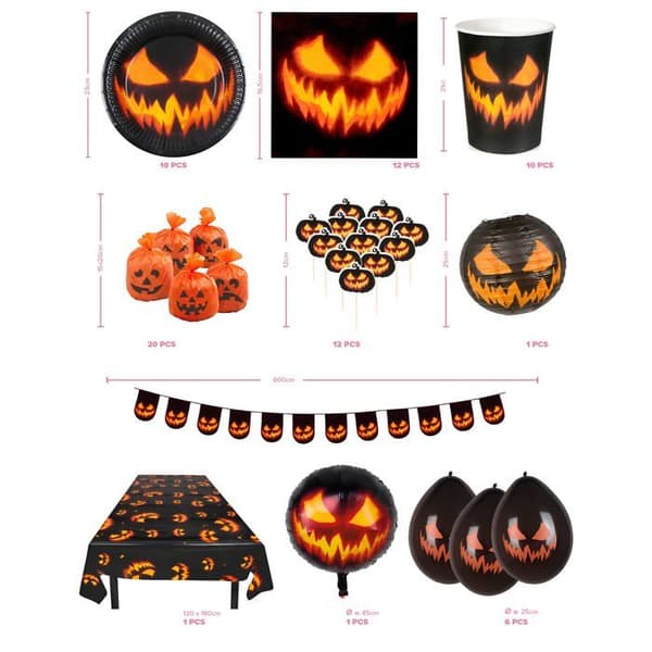 Maxi Halloween Gresskarsett - Svart hvit XXS