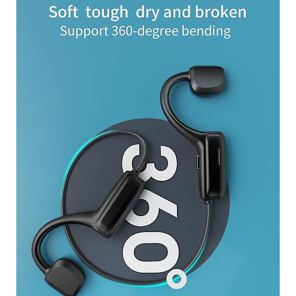 Bone Conduction Hovedtelefoner Bluetooth - Trådløst Open-Ear Headset-Sort