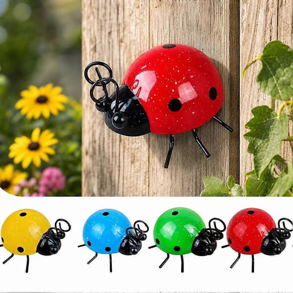 Marihøne-pynt, livlig hageaksent, solid jernhåndverk, klar til utstilling Blue Ladybug Ornament