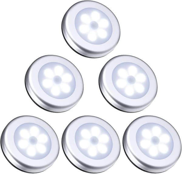 Nattlys med bevegelsessensor, 6 stk LED-bevegelsessensorlys, LED-belysning