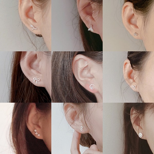 9 par s925 silver örhängen kvinnliga örhängen