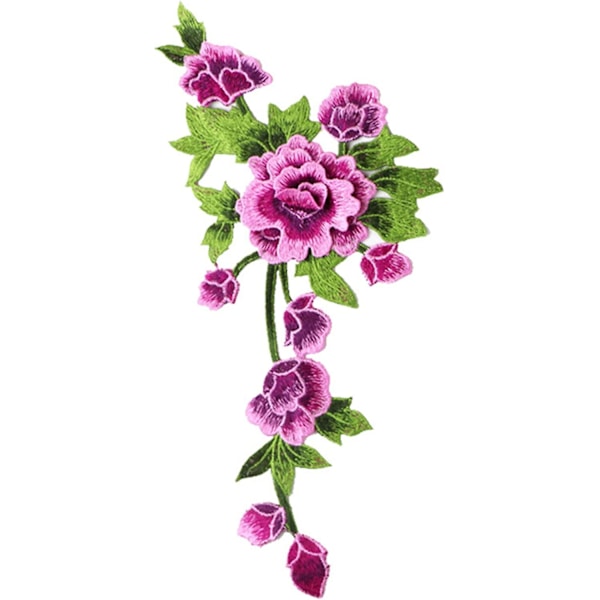 Dww-broderi (lilla rød, højre) rose blomster patch stryge-på applikation patches