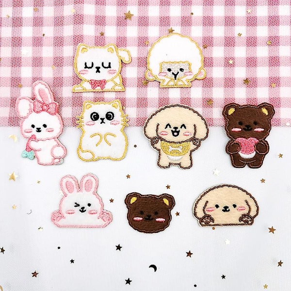 Dww-Plush kanin broderi patch 9 stykker