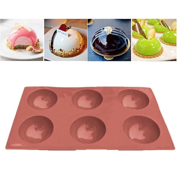 3 stk 6-hulls Semicircle Silikonform Candy og Gummy Mold Teacake Bakeware Set for Cake Decoration