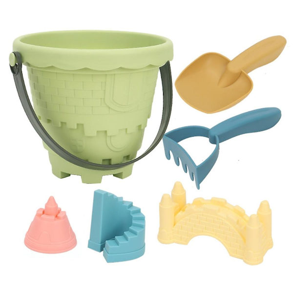 Kreativt barnsandslottformleksak DIY sommarstrandverktyg utomhusleksak (grönt slott)
