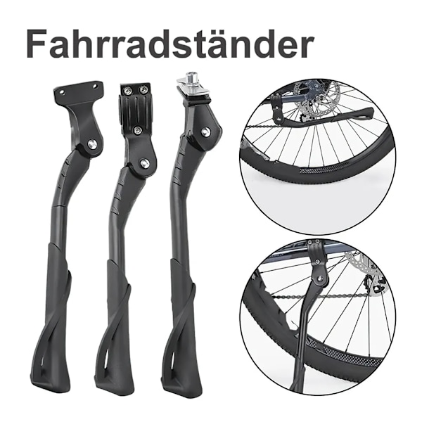 Aluminiums sykkelstativ, justerbart bakstativ for sykler og elsykler, sklisikkert og robust sidestativ, 24-29 tommer
