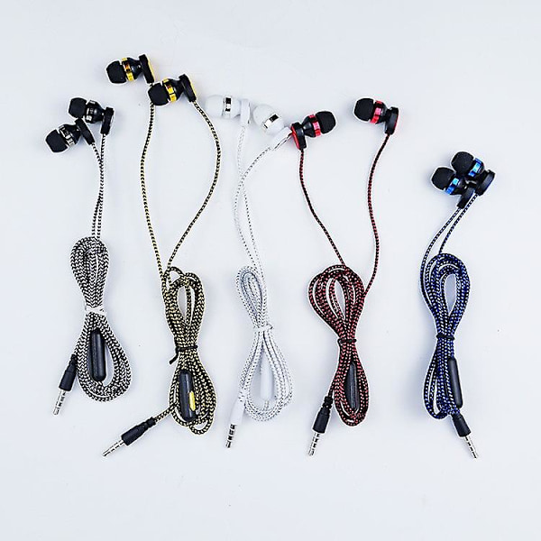 9d Stereo Hifi-øretelefoner 3,5 mm flettet kablet headset sport løpehodetelefoner med mikrofon for telefoner datamaskiner nettbrett Mp3