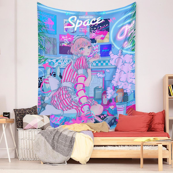 Wekity Anime Gobelin Æstetisk Kunst Hjem Baggrund Stof Dekoration Gave Boho Gobelin til Stue Soveværelse Dekoration (614-11, 29 x 38 tommer)