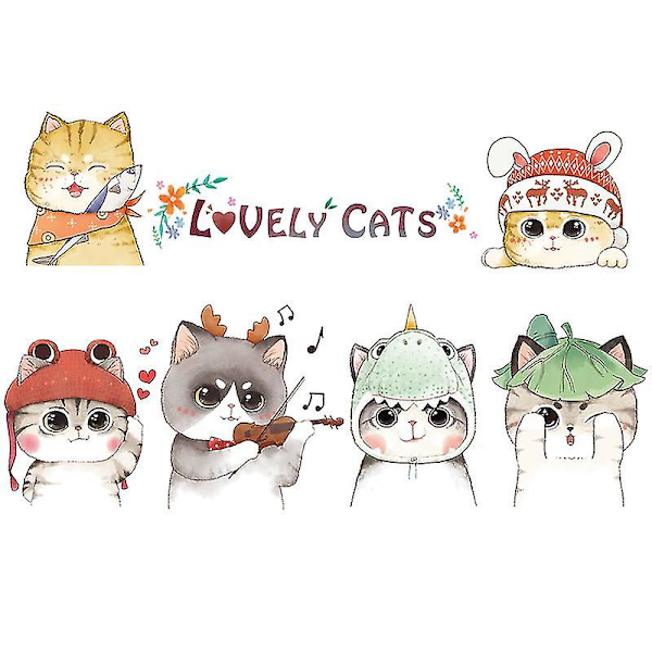 Numb Cute Kitten Stickers Removable Cute Cat Decals Music Cat Cat Cat