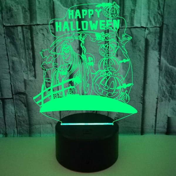 3D Halloween Skelet Kranie Natlampe til Børn