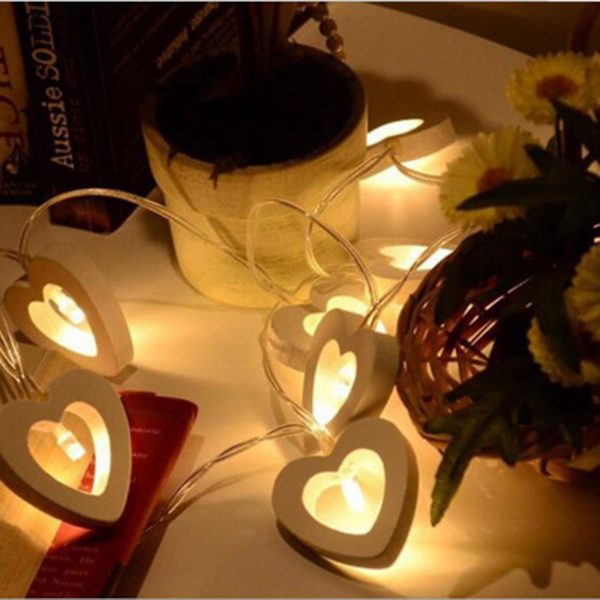 Julepynt 1 meter lang 10 lys hjerteformet LED festdekoration varm hvid streng lys