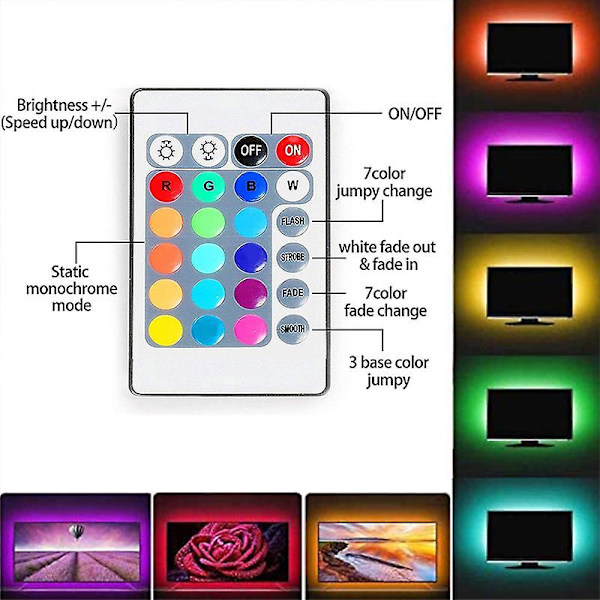 Retro LED-list - TV-belysning 5vusb Bluetooth RGB-ljus med dekorativ vägg-TV-bakgrundsbelysning med 2m