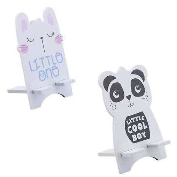 Mobilhållare i trä - Panda/katt Vit（Katt）