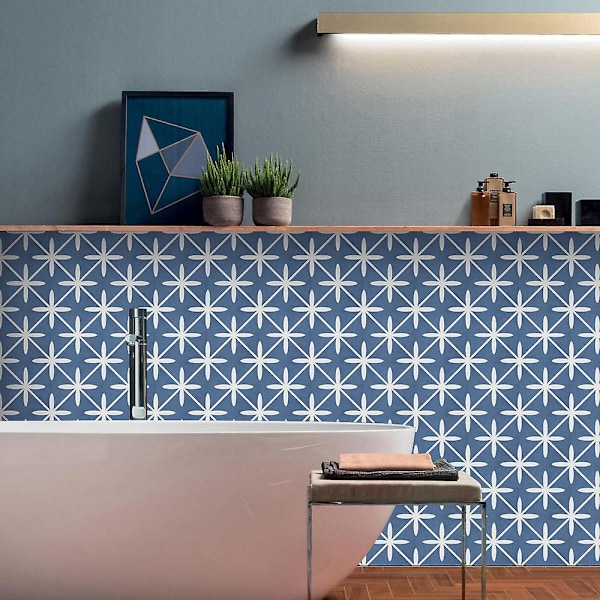 Ulkomaankaupan ideoita Minimalistinen valkoinen pienet kukkakuvio vinyyli laatta tarra DIY tarra seinätarra lattiatarra