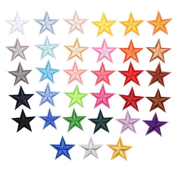 Dww-33 Multicolor Pentagram Broderede Patches 3.5cm, Broderede Applikation Stickers Syning Patches og Badges Stof Reparation Patches til Beklædning
