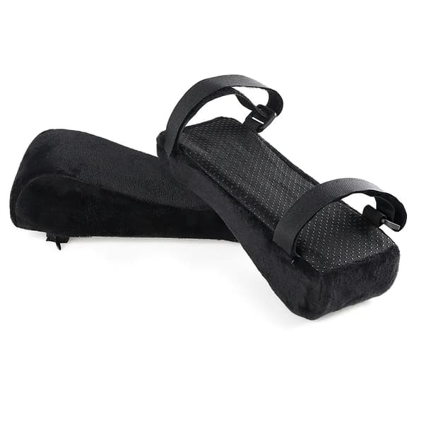2 stk ergonomiske armlæn, memory foam albuepude, sort/grå