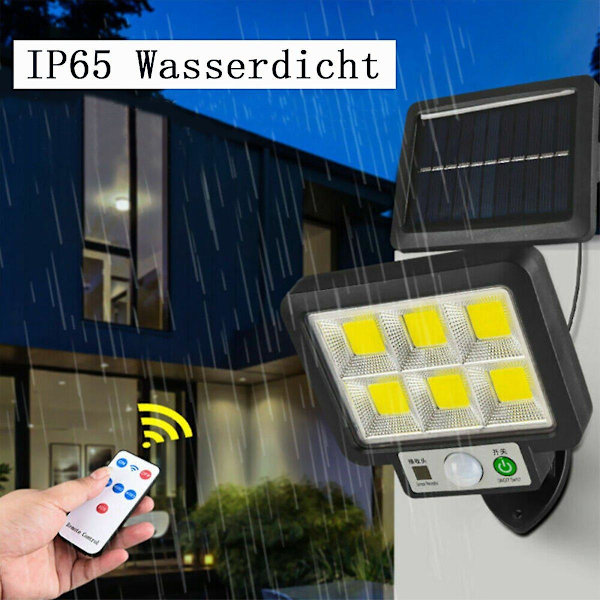 Dww-LED udendørs solcelle væglampe, 72 LED solcellelampe med bevægelsessensor, IP65 vandtæt udendørs projektør med bevægelsessensor