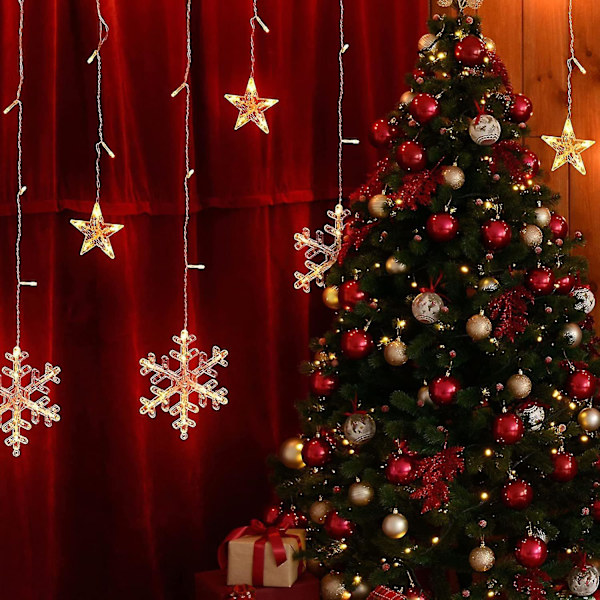 Wabjtam Jul Snöflinga Ljus Led Snöflinga Istapp Ljus Timer Jul Ljus Dekor