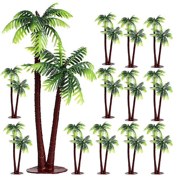 30 stk. Miniature Palme Akvarium Planter Kunstig Akvarium Planter Akvarium Dekoration（14.00X7.00X6.00CM，Grøn）