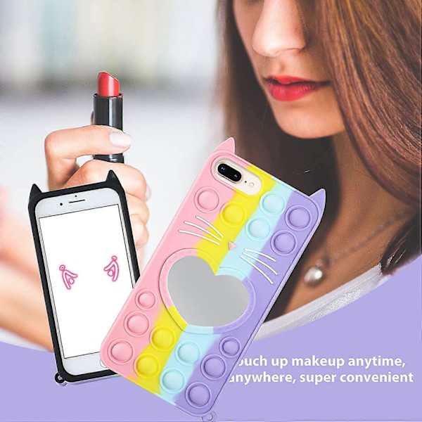Gult Hjärta Kattfodral för iPhone 6 Plus/6S Plus/7 Plus/8 Plus Cartoon Rolig Söt Silikonfodral Fidget Unik Design Estetisk för Flickor Pojkar K