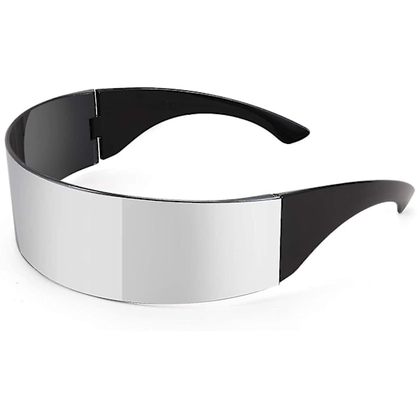 80-talls Futuristisk Visor Cyber Solbriller Menn Kvinner Futuristisk Punk Stil Cosplay（Sølv）