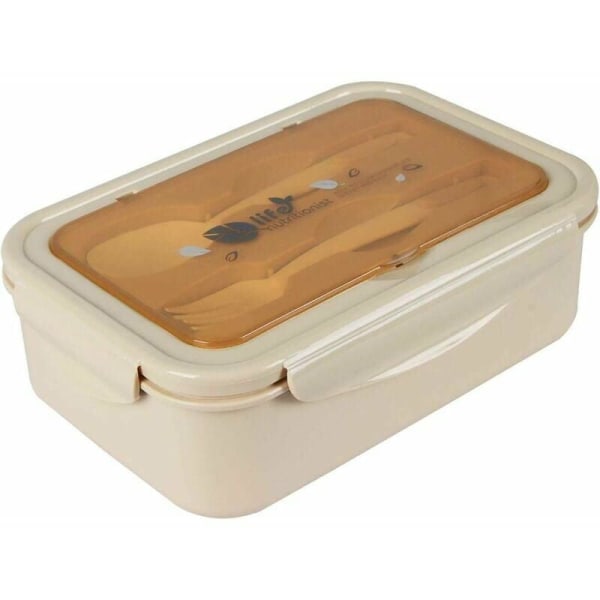 Madkasse, Bento-bokse, Madkasse, Lækagesikre madkasser, til børn og voksne, Bento-kasser med 3 rum og bestikbeholdere, BPA-fri