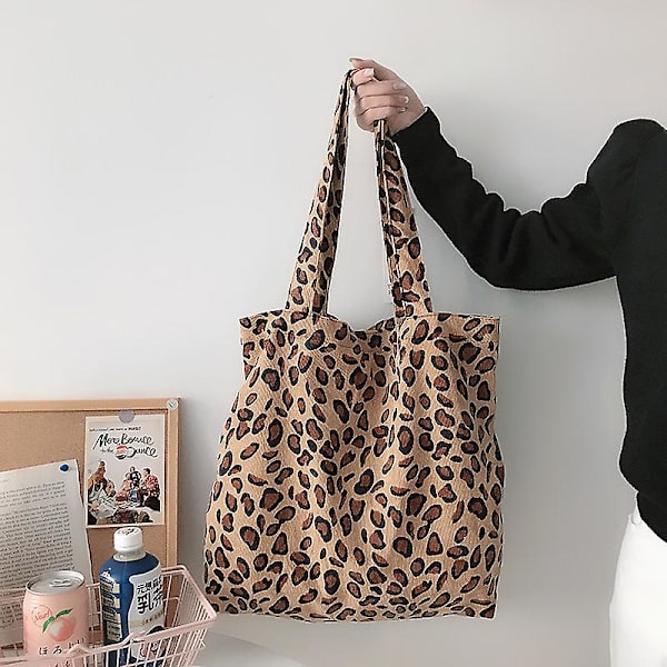Höst och vinter leopardmönstrad väska dam all-match axelväska stor kapacitet handväska shoppingväska,1pc-brun