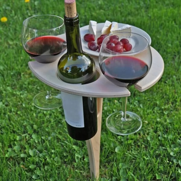 Hopfällbart hopfällbart vinbord Utomhus bärbart picknickbord, utomhusvinglashållare Vinbord 30*20cm