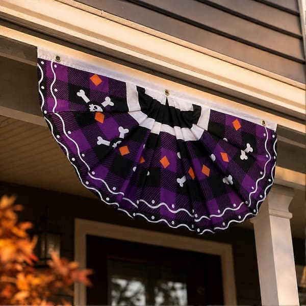 Halloween vimpelbanner flagg kreppvifte trykt polyester metall solid A