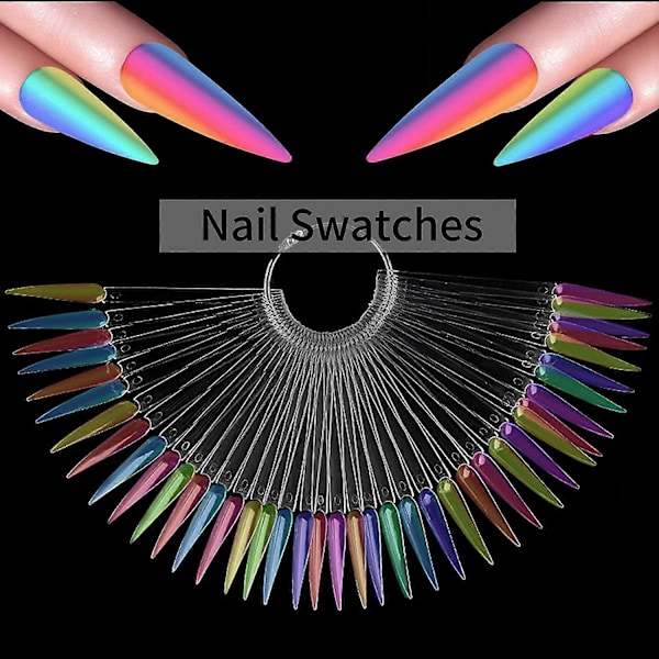 120 st Nail Display Sticks, Transparent Stiletto Nail Provpinnar, Övning Nail Art Provvisning Med Metall Split Ring, Klar Display Polish Board F