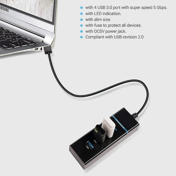 USB-hubb, Atolla 4-portars USB 3.0-hubb med 4 USB 3.0-dataportar, elegant utseende