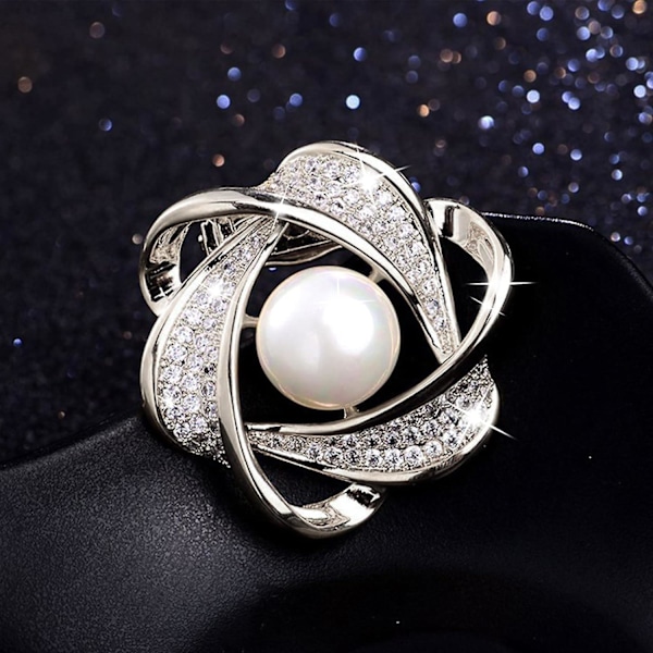 Mångsidig sjalring spänne brosch strass brosch kvinnor broscher och (Silver One Size)（Fri storlek, silver）