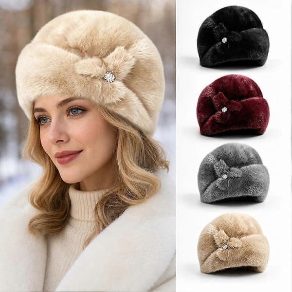 Varm hat i imiteret pels, klassiske farver, vintervarme, præcis pasform, elegant design, blød Yellow