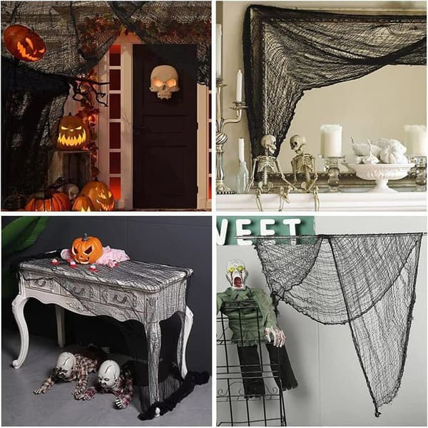 Halloween-kangas - Pelottava harso 500cm - Musta - Juhlakoriste