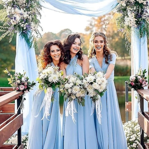 Bordslöpare i blå chiffong 27 x 120 tum, romantiska bordslöpare för bröllop, födelsedagsfestdekorationer