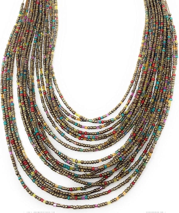 Brinnande Höst Böhmisk Stil 20 Lager Bib Uttalande Krage Glaspärlhalsband Mode