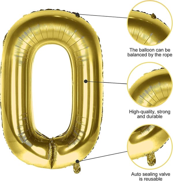 30:e födelsedagsfest ballongnummer, 2 st Healwe guld