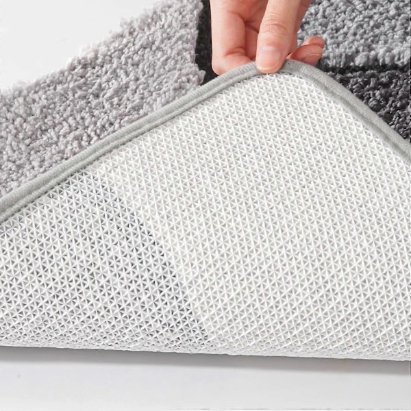 Grå Badrumsmattor Halksäkra Badkarmatta Grå Rutiga Dekoration Mikrofiber Golvmatta Superabsorberande Tjock Plysch Badmatta Maskintvättbar Badmattor för T