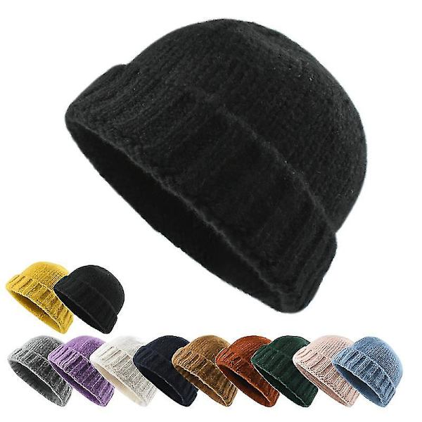Hat Rund Top Strikket Hat Efterår Og Vinter Voksen Hundred Take Varm Uld Cap（navy）