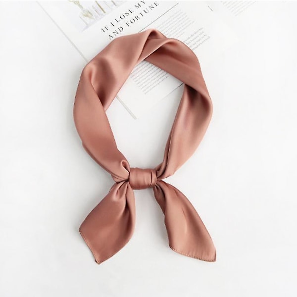Dammode Mjuk Stor Satinsjal i Chiffong Polyester Set Huvud Hals Multianvändning Solid Färger Finns-Rosa